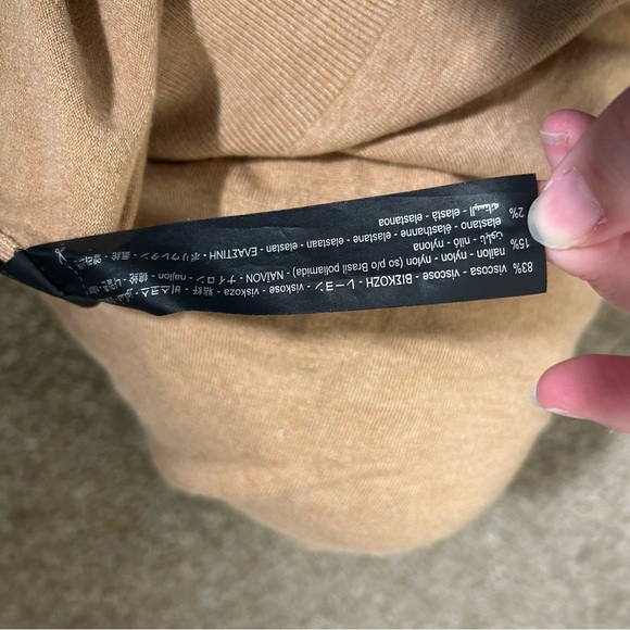 ZARA Camel Brown Turtleneck Knit Sweater Snap Button Sleeves Size S - Picture 5 of 5